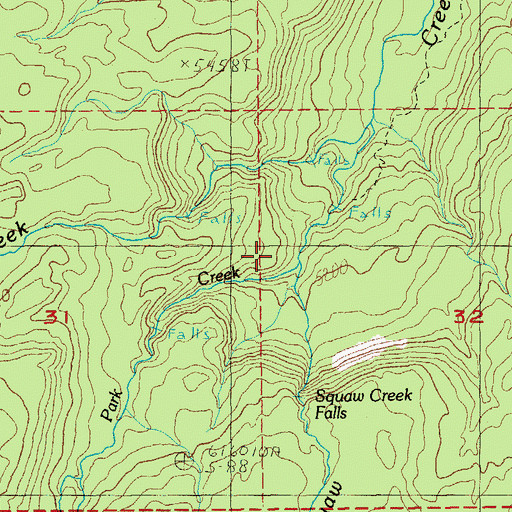 Topographic Map of Park Creek, OR