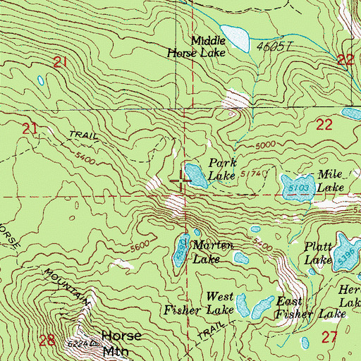 Topographic Map of Park Lake, OR