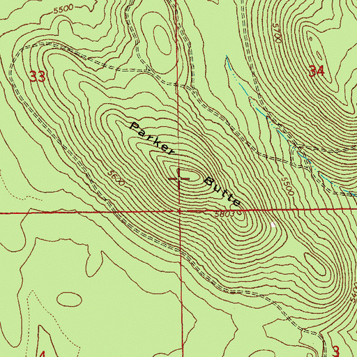 Topographic Map of Parker Butte, OR