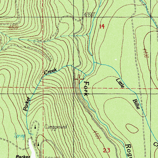 Topographic Map of Parker Creek, OR