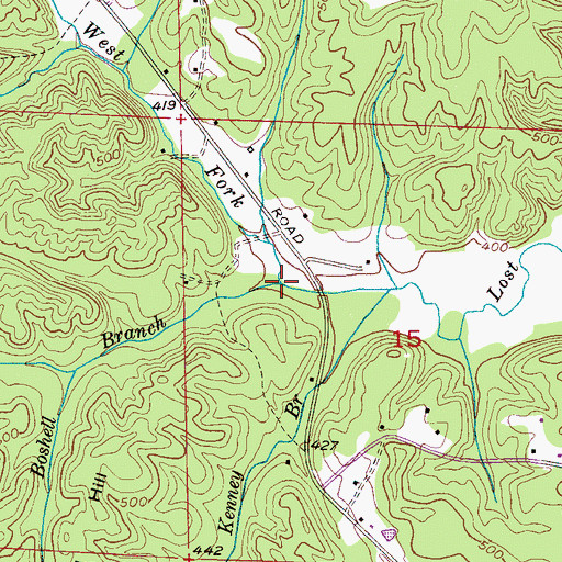 Topographic Map of Boshell Branch, AL