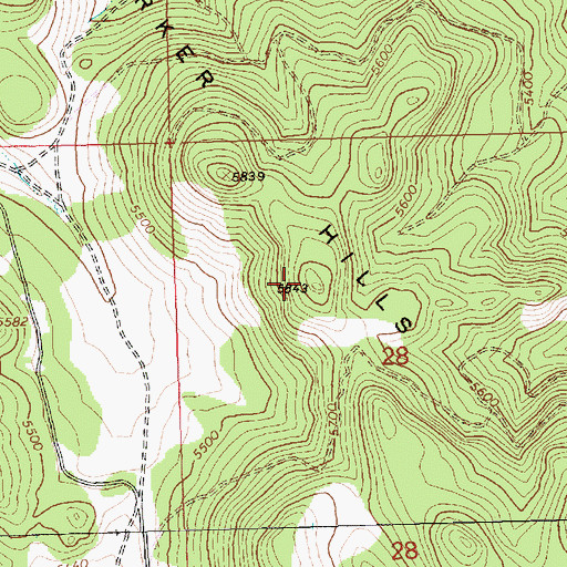 Topographic Map of Parker Hills, OR