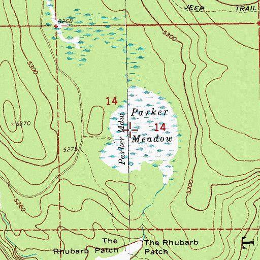 Topographic Map of Parker Meadow, OR