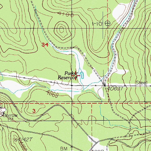 Topographic Map of Parker Reservoir, OR