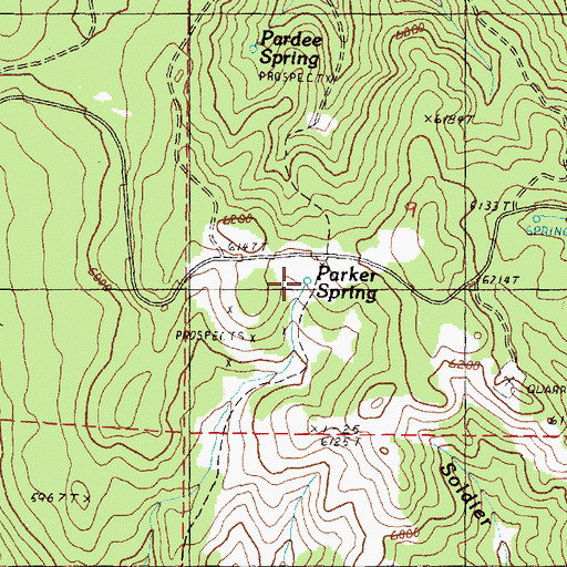 Topographic Map of Parker Spring, OR