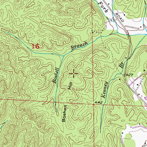 Topographic Map of Boshell Hill, AL