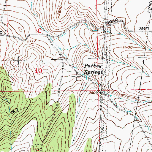 Topographic Map of Parkey Springs, OR