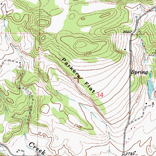 Topographic Map of Parkers Flat, OR