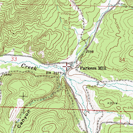 Topographic Map of Parkers Mill, OR