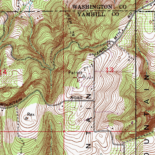 Topographic Map of Parrett Mountain, OR