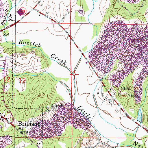 Topographic Map of Bostick Creek, AL