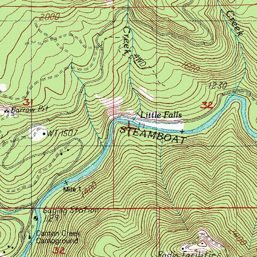 Topographic Map of Part Creek, OR
