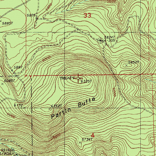 Topographic Map of Partin Butte, OR