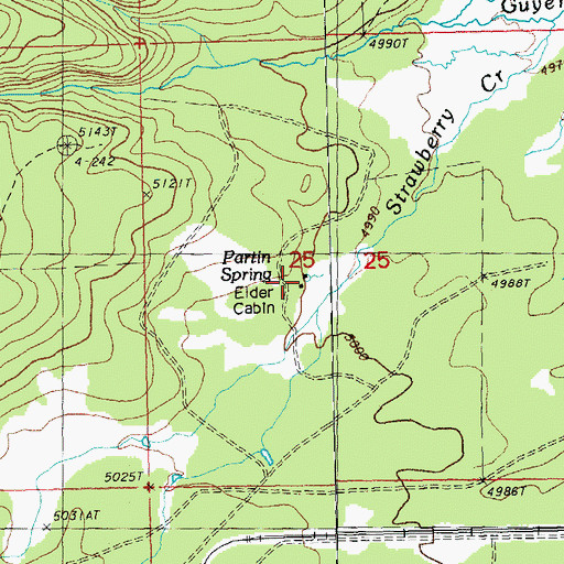 Topographic Map of Partin Spring, OR