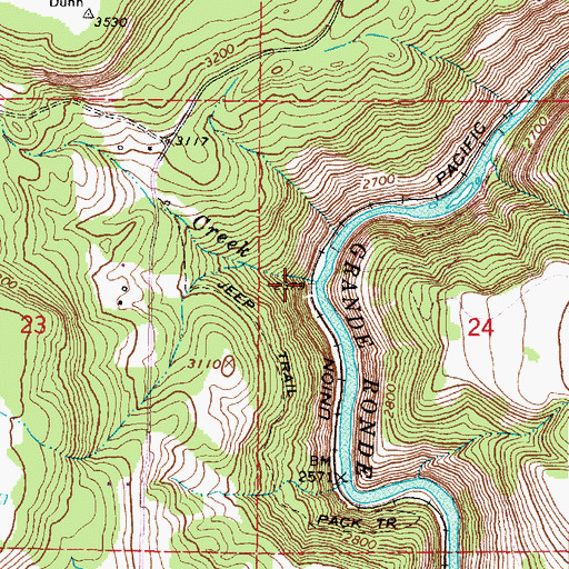 Topographic Map of Partridge Creek, OR