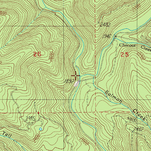 Topographic Map of Pass Creek, OR