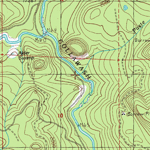 Topographic Map of Paste Creek, OR