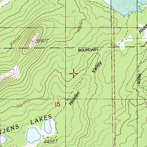Topographic Map of Patjens Lakes Trail, OR