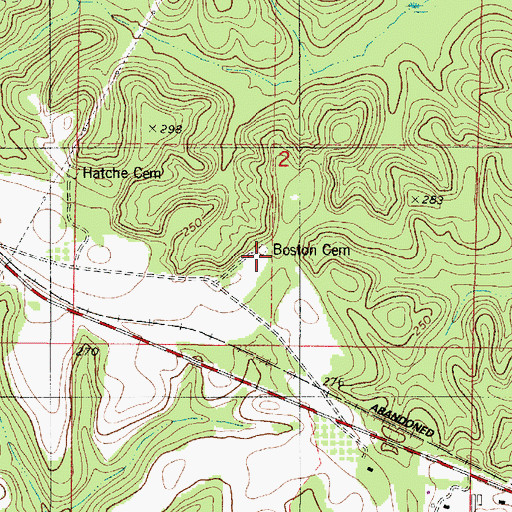 Topographic Map of Boston Cemetery, AL