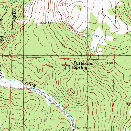 Topographic Map of Patterson Spring, OR