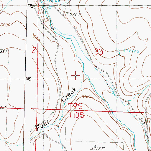 Topographic Map of Paul Creek, OR