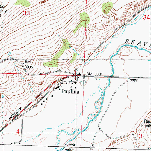 Topographic Map of Paulina, OR