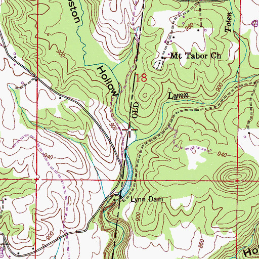 Topographic Map of Boston Hollow, AL