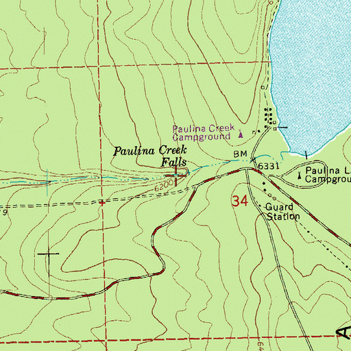 Topographic Map of Paulina Creek Falls, OR