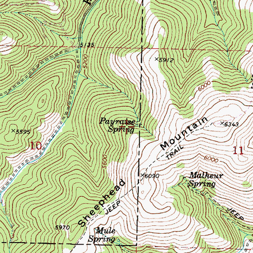 Topographic Map of Payraise Spring, OR