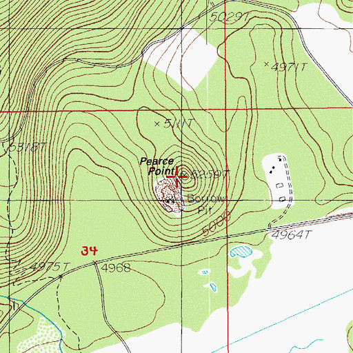 Topographic Map of Pearce Point, OR