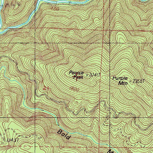 Topographic Map of Pearse Peak, OR