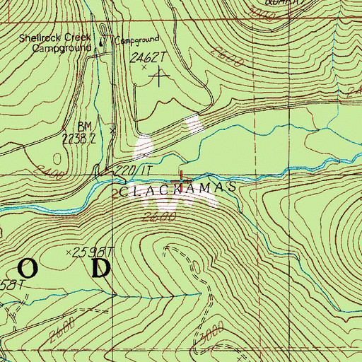 Topographic Map of Peavine Creek, OR
