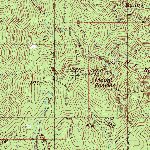 Topographic Map of Mount Peavine, OR