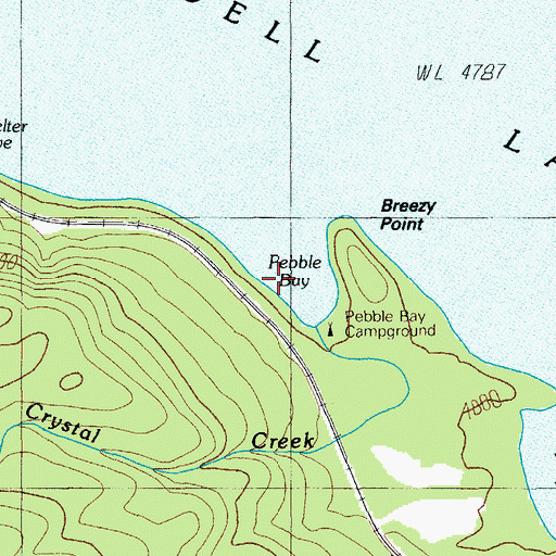 Topographic Map of Pebble Bay, OR