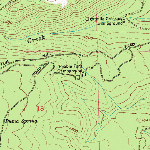 Topographic Map of Pebble Ford Recreation Site, OR