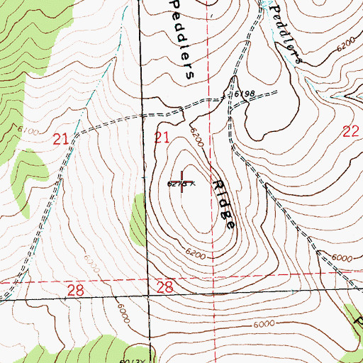 Topographic Map of Peddlers Ridge, OR