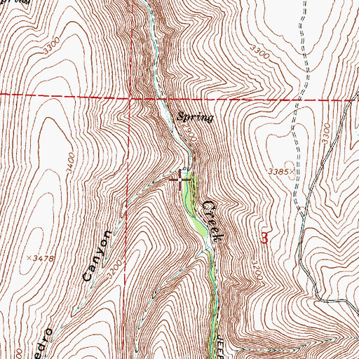 Topographic Map of Pedro Canyon, OR