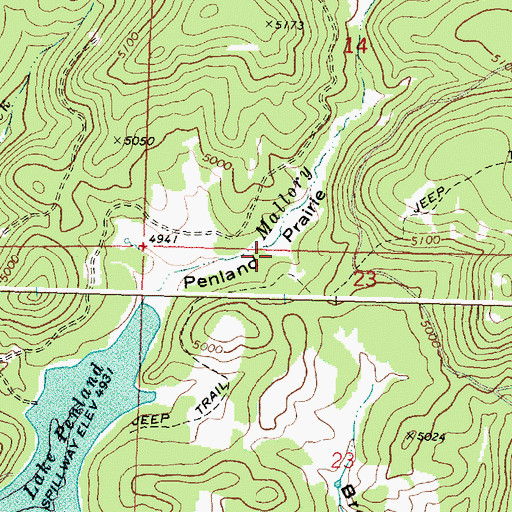 Topographic Map of Penland Prairie, OR