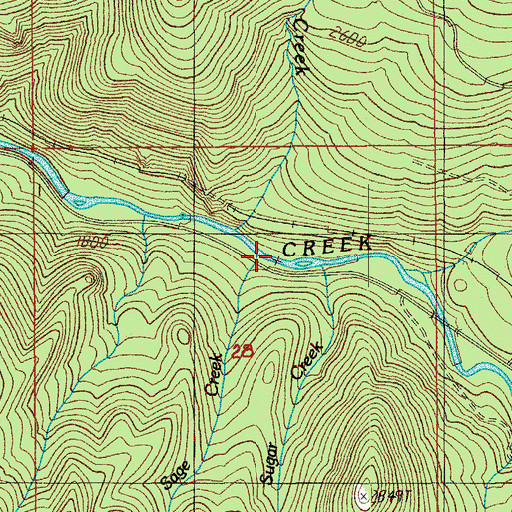 Topographic Map of Pepper Creek, OR
