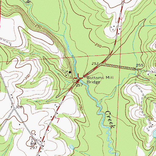 Topographic Map of Bottoms Mill Bridge, AL