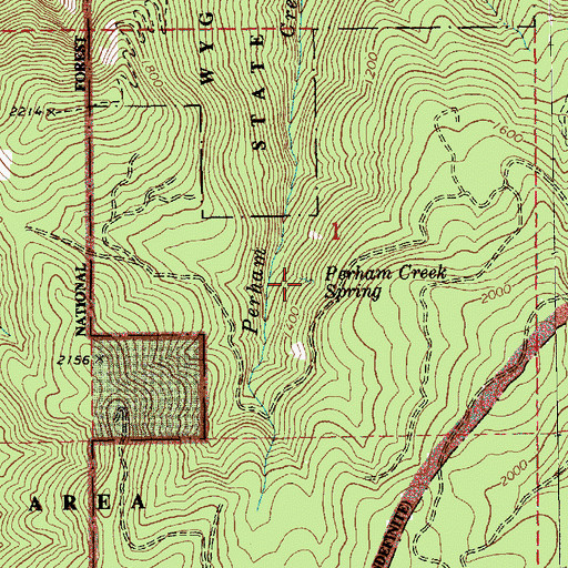 Topographic Map of Perham Creek Spring, OR