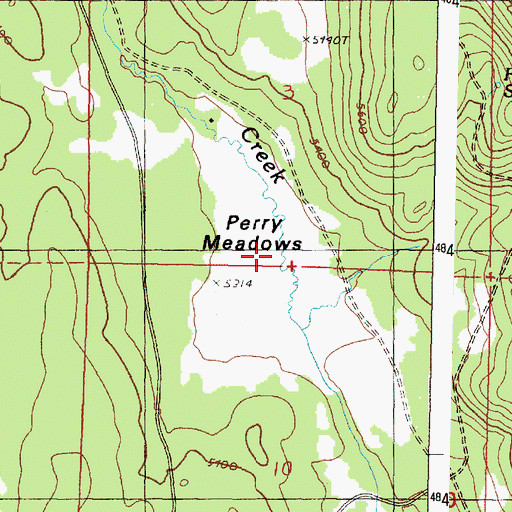 Topographic Map of Perry Meadows, OR