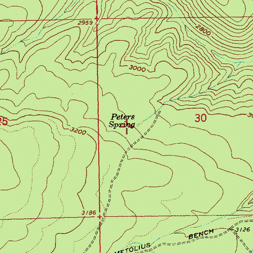 Topographic Map of Peters Spring, OR