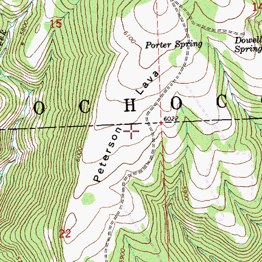Topographic Map of Peterson Lava, OR