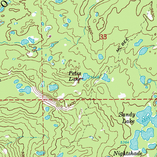 Topographic Map of Petes Lake, OR