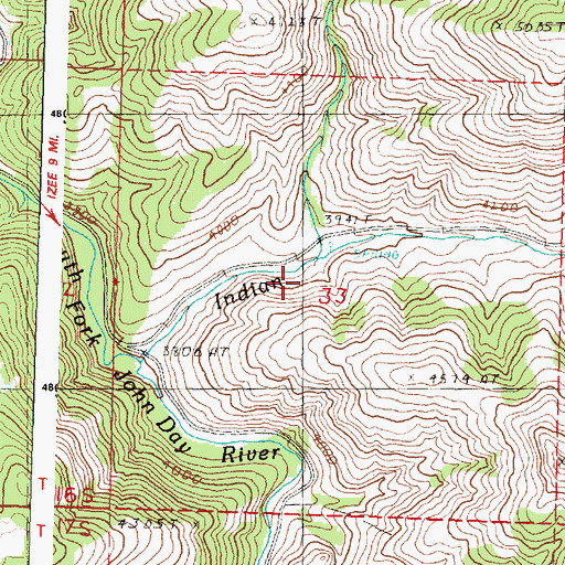 Topographic Map of Pewee Creek, OR