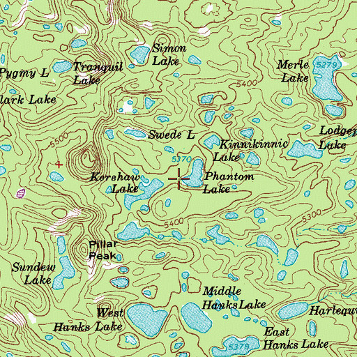 Topographic Map of Phantom Lake, OR