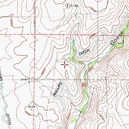 Topographic Map of Phillips Ditch, OR