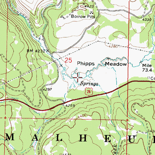 Topographic Map of Phipps Creek, OR