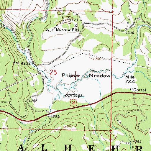 Topographic Map of Phipps Meadow, OR